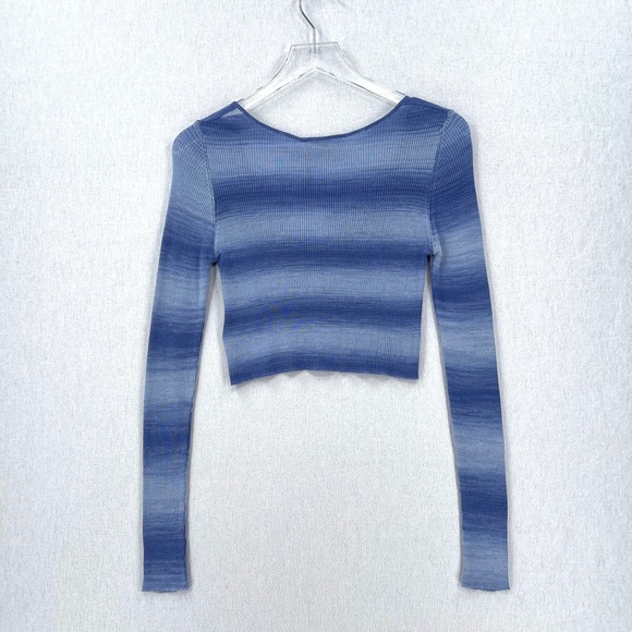 PALOMA WOOL Sweater Womens Medium Blue Sauce Button Ribbed Knit Cropped Top NWT - Picture 6 of 16